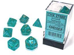 Chessex Borealis 7 Pc  Teal/gold
